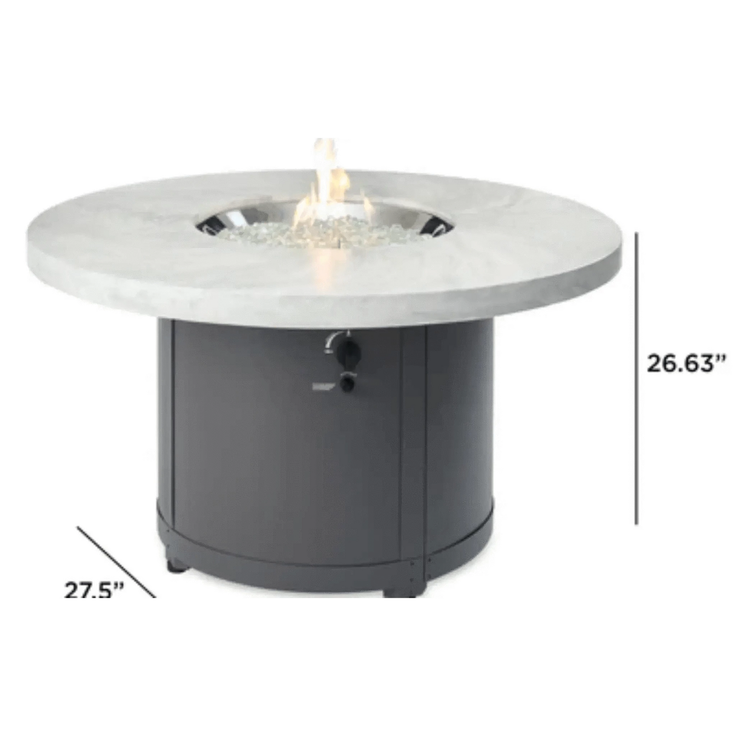 Outdoor Greatroom White Onyx Beacon Chat Height Fire Table