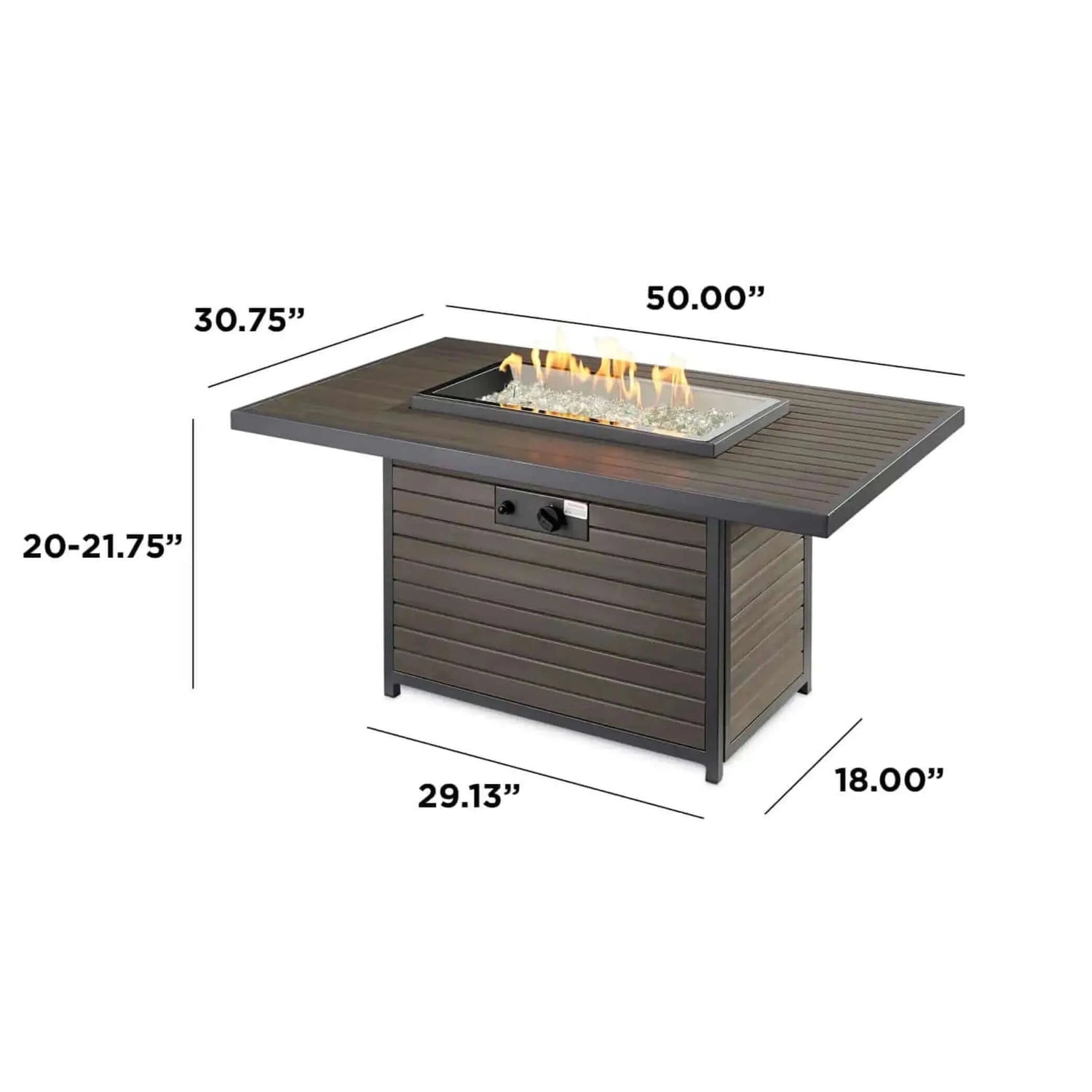 Outdoor GreatRoom Brooks Rectangular Gas Fire Pit Table