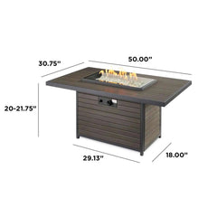 Outdoor GreatRoom Brooks Rectangular Gas Fire Pit Table