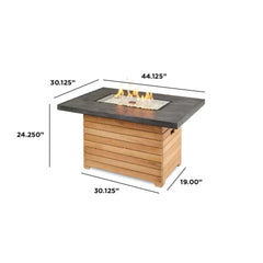 Outdoor GreatRoom Darien Rectangular Gas Fire Pit Table