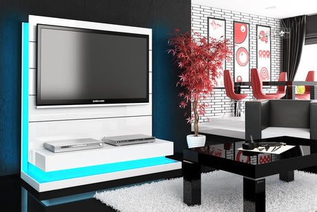 Maxima House TV Wall Panel PANORAMA LUX with media shelf and LED, for TV up to 55" inch