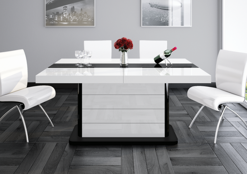 Maxima House PIANOSA White Gloss Dining Table with Extension