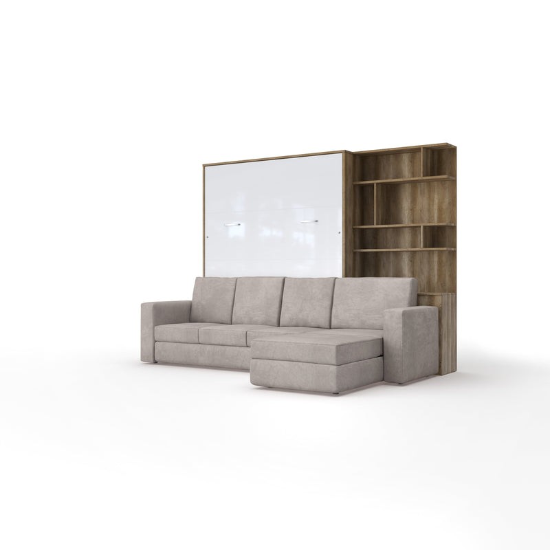 Maxima House Murphy Bed INVENTO European Queen size with a Sectional Sofa and a Bookcase