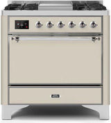 ILVE Majestic 36 Inch Dual Fuel Range Burner Top 6 Burners+Fry Top - UM09FDQNS3