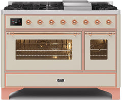 ILVE Majestic 48 Inch Dual Fuel Range Burner Top 8 Burners+Fry Top UM12FDNS3WHPLP
