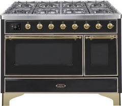 ILVE Majestic 48 Inch Dual Fuel Range Burner Top 8 Burners+Fry Top UM12FDNS3WHPLP