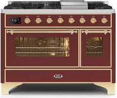 ILVE Majestic 48 Inch Dual Fuel Range Burner Top 8 Burners+Fry Top UM12FDNS3WHPLP