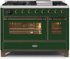 ILVE Majestic 48 Inch Dual Fuel Range Burner Top 8 Burners+Fry Top UM12FDNS3WHPLP
