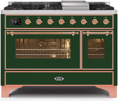 ILVE Majestic 48 Inch Dual Fuel Range Burner Top 8 Burners+Fry Top UM12FDNS3WHPLP