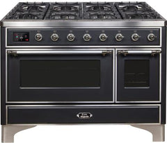 ILVE Majestic 48 Inch Dual Fuel Range Burner Top 8 Burners+Fry Top UM12FDNS3WHPLP
