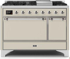 ILVE Majestic 48 Inch Dual Fuel Range Burner Top 8 Burners+Fry Top UM12FDQNS3WHPLP