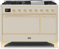 ILVE Majestic 48 Inch Dual Fuel Range Burner Top 8 Burners+Fry Top UM12FDQNS3WHPLP