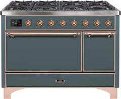ILVE Majestic 48 Inch Dual Fuel Range Burner Top 8 Burners+Fry Top UM12FDQNS3WHPLP