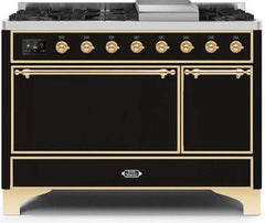 ILVE Majestic 48 Inch Dual Fuel Range Burner Top 8 Burners+Fry Top UM12FDQNS3WHPLP