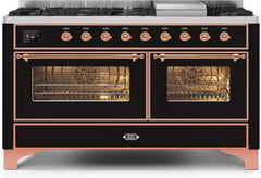 ILVE Majestic II 60 Inch Dual Fuel Range Burner Top 9 Burners+Fry Top UM15FDNS3WHPLP
