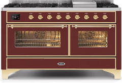 ILVE Majestic II 60 Inch Dual Fuel Range Burner Top 9 Burners+Fry Top UM15FDNS3WHPLP