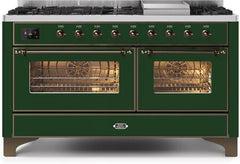 ILVE Majestic II 60 Inch Dual Fuel Range Burner Top 9 Burners+Fry Top UM15FDNS3WHPLP