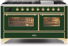 ILVE Majestic II 60 Inch Dual Fuel Range Burner Top 9 Burners+Fry Top UM15FDNS3WHPLP
