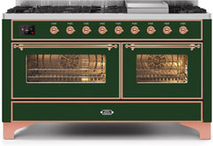 ILVE Majestic II 60 Inch Dual Fuel Range Burner Top 9 Burners+Fry Top UM15FDNS3WHPLP