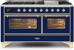 ILVE Majestic II 60 Inch Dual Fuel Range Burner Top 9 Burners+Fry Top UM15FDNS3WHPLP