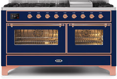 ILVE Majestic II 60 Inch Dual Fuel Range Burner Top 9 Burners+Fry Top UM15FDNS3WHPLP