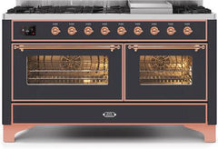 ILVE Majestic II 60 Inch Dual Fuel Range Burner Top 9 Burners+Fry Top UM15FDNS3WHPLP