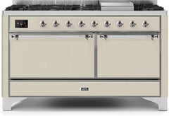 ILVE Majestic 60 Inch Dual Fuel Range Burner Top 9 Burners+Fry Top UM15FDQNS3WHPLP