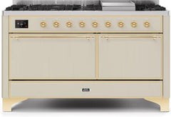 ILVE Majestic 60 Inch Dual Fuel Range Burner Top 9 Burners+Fry Top UM15FDQNS3WHPLP