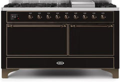 ILVE Majestic 60 Inch Dual Fuel Range Burner Top 9 Burners+Fry Top UM15FDQNS3WHPLP