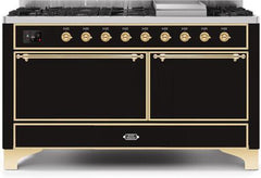 ILVE Majestic 60 Inch Dual Fuel Range Burner Top 9 Burners+Fry Top UM15FDQNS3WHPLP
