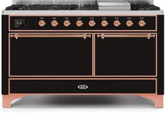 ILVE Majestic 60 Inch Dual Fuel Range Burner Top 9 Burners+Fry Top UM15FDQNS3WHPLP