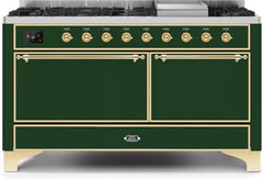 ILVE Majestic 60 Inch Dual Fuel Range Burner Top 9 Burners+Fry Top UM15FDQNS3WHPLP