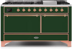 ILVE Majestic 60 Inch Dual Fuel Range Burner Top 9 Burners+Fry Top UM15FDQNS3WHPLP