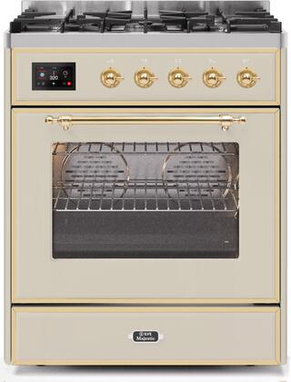 ILVE Majestic 30 Inch Dual Fuel Range Burner Top 5 Burners - UM30DNE3