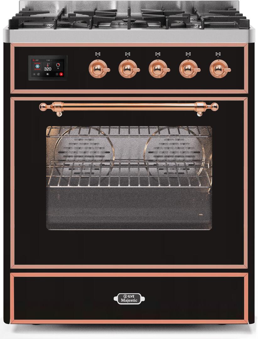ILVE Majestic 30 Inch Dual Fuel Range Burner Top 5 Burners - UM30DNE3
