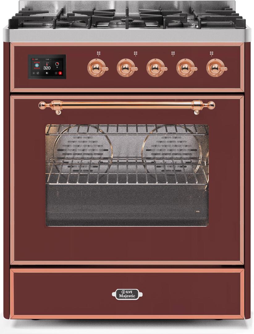 ILVE Majestic 30 Inch Dual Fuel Range Burner Top 5 Burners - UM30DNE3