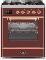 ILVE Majestic 30 Inch Dual Fuel Range Burner Top 5 Burners - UM30DNE3