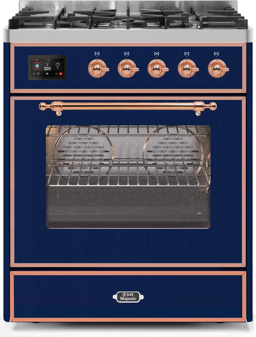 ILVE Majestic 30 Inch Dual Fuel Range Burner Top 5 Burners - UM30DNE3