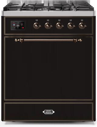 ILVE Majestic 30 Inch Dual Fuel Range Burner Top 5 Burners - UM30DQNE3
