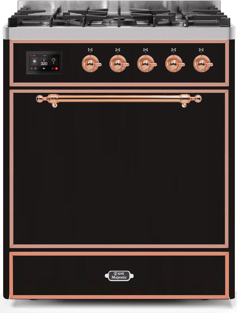 ILVE Majestic 30 Inch Dual Fuel Range Burner Top 5 Burners - UM30DQNE3