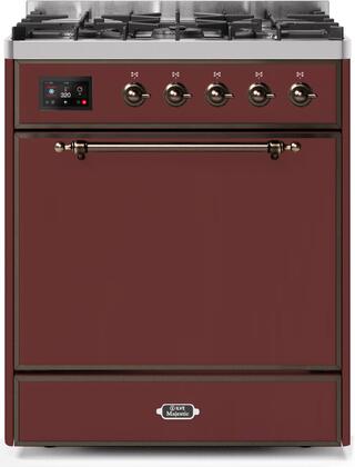 ILVE Majestic 30 Inch Dual Fuel Range Burner Top 5 Burners - UM30DQNE3