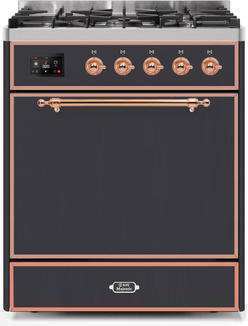 ILVE Majestic 30 Inch Dual Fuel Range Burner Top 5 Burners - UM30DQNE3