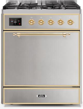 ILVE Majestic 30 Inch Dual Fuel Range Burner Top 5 Burners - UM30DQNE3