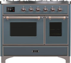 ILVE Majestic 40 Inch Dual Fuel Range Burner Top 6 Burners+Fry Top UMD10FDNS3WHPLP