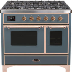 ILVE Majestic 40 Inch Dual Fuel Range Burner Top 6 Burners+Fry Top UMD10FDNS3WHPLP