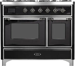ILVE Majestic 40 Inch Dual Fuel Range Burner Top 6 Burners+Fry Top UMD10FDNS3WHPLP