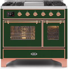 ILVE Majestic 40 Inch Dual Fuel Range Burner Top 6 Burners+Fry Top UMD10FDNS3WHPLP
