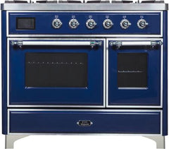 ILVE Majestic 40 Inch Dual Fuel Range Burner Top 6 Burners+Fry Top UMD10FDNS3WHPLP