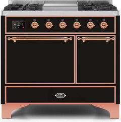 ILVE Majestic 40 Inch Dual Fuel Range Burner Top 6 Burners+Fry Top UMD10FDQNS3WHPLP