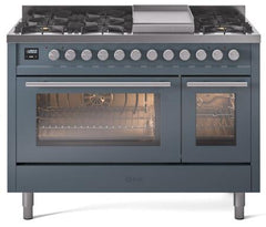 ILVE Professional Plus 48 Inch Dual Fuel Range Burner Top 8 Burners+Fry Top UP48FWMPWHLP